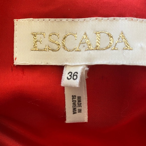 Escada 2-Piece Wool Blend Red Stitching Blue & Red  Style Skirt Suit 36 Size 6 - Picture 13 of 14